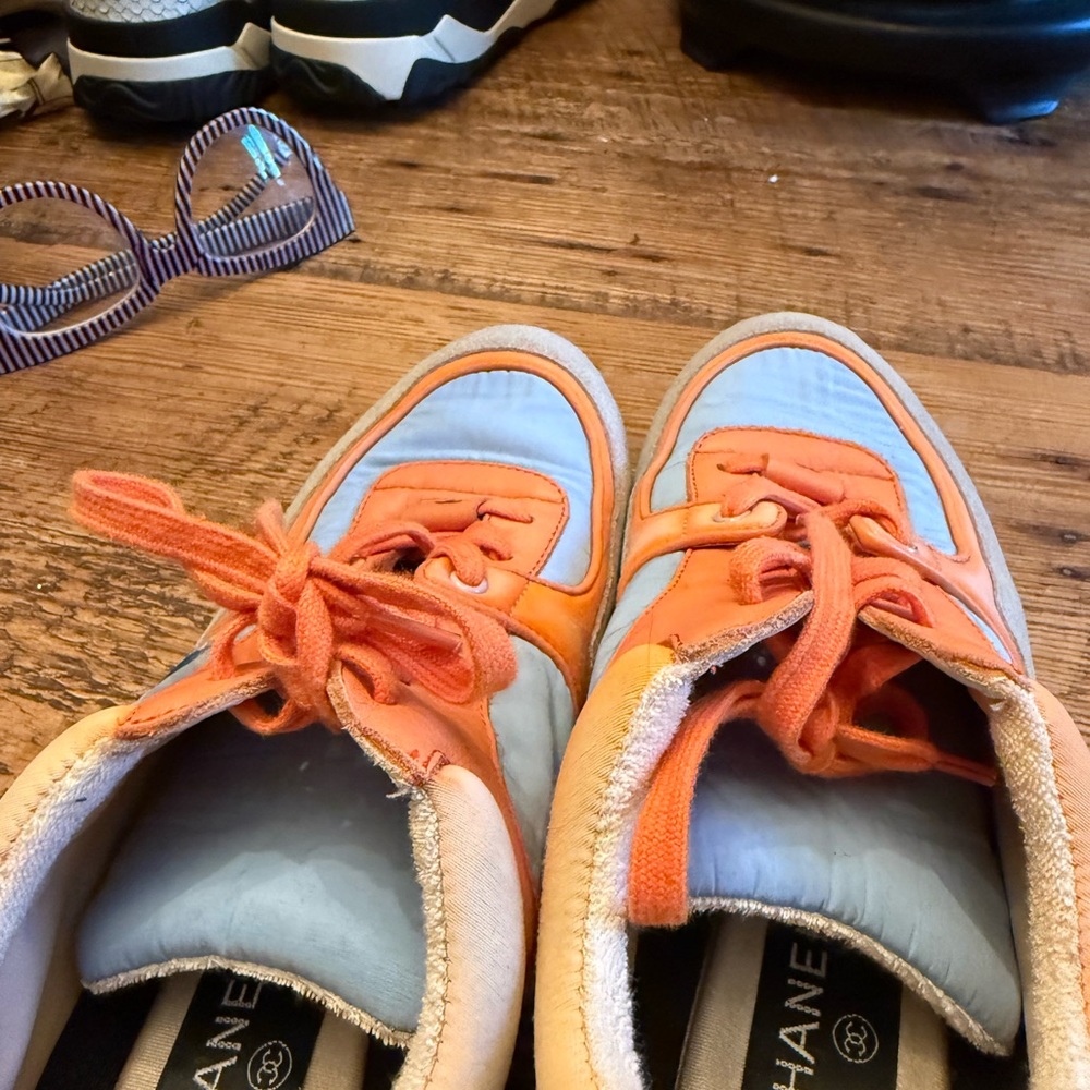 CHANEL Women's Sneakers in Orange and Blue - Picture 9 of 10